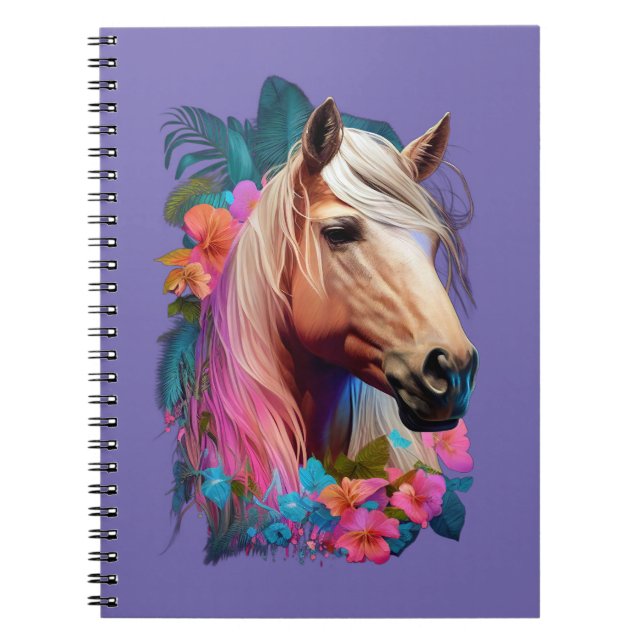 Tropical Palomino Horse Notebook Anteckningsbok (Framsidan)