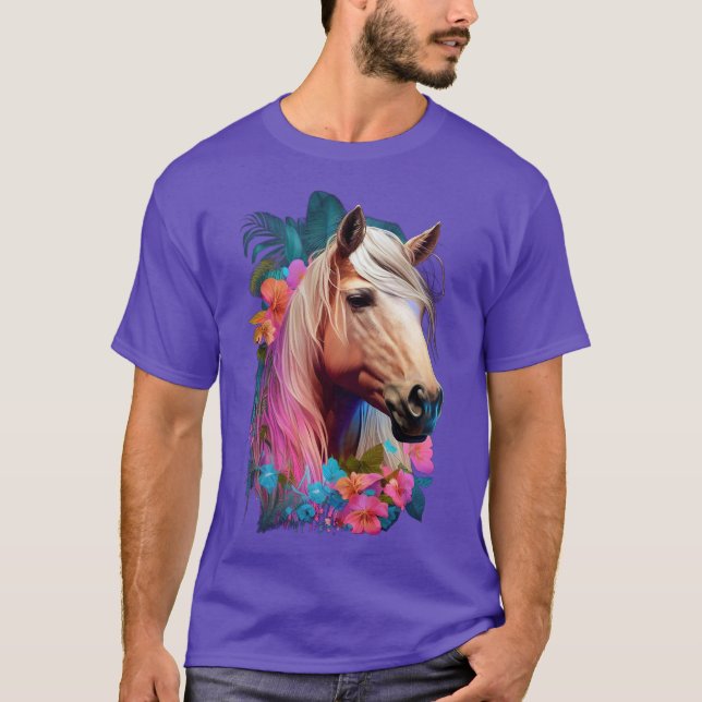 Tropical Palomino Horse Tshirt T Shirt (Framsida)