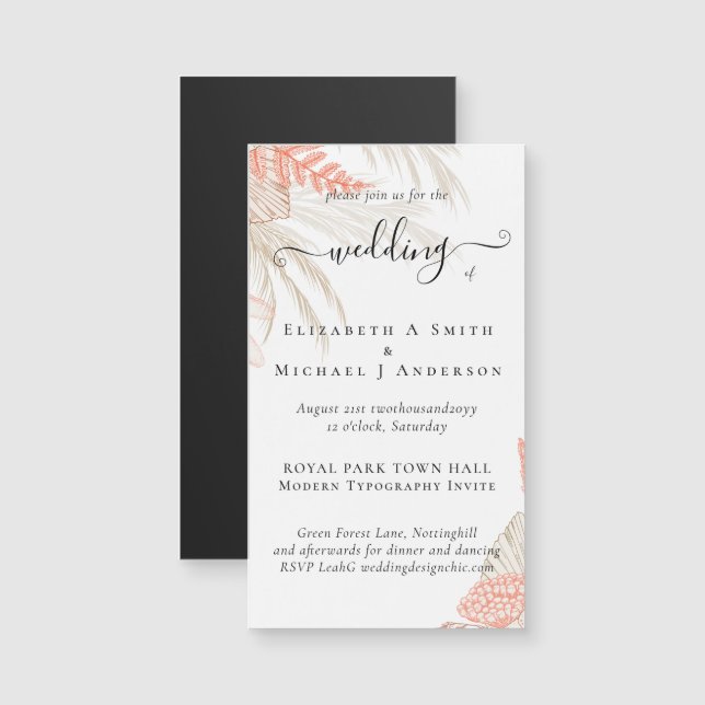 Tropical Pampas Grass Terracotta Bröllop (Fram/baksida)