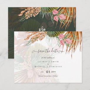 Tropical Pampas Grass Terracotta Bröllop Vykort