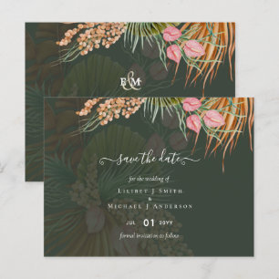 Tropical Pampas Grass Terracotta Bröllop Vykort
