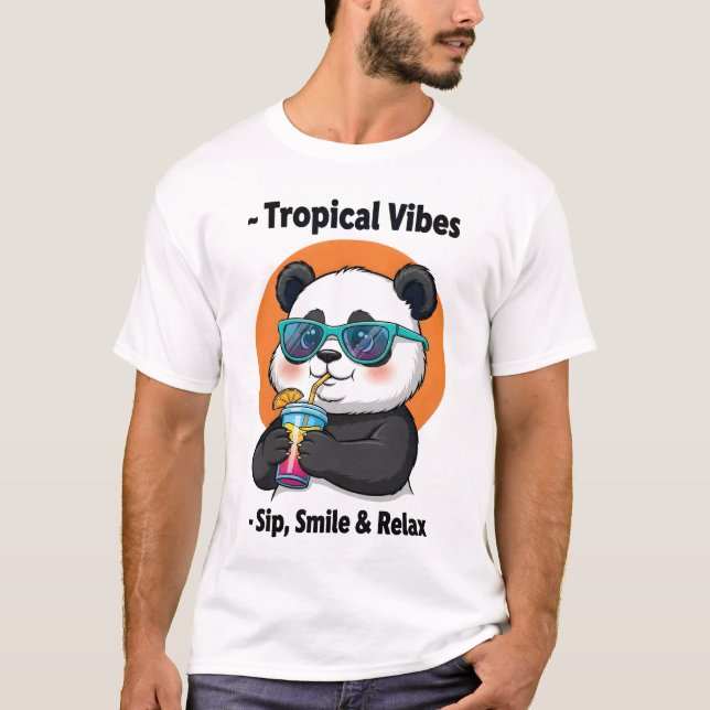 Tropical Panda Vibes T Shirt (Framsida)