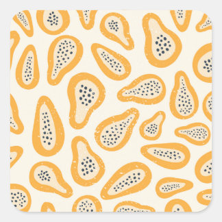 Tropical Papaya: Grunge, Hand plockade. Fyrkantigt Klistermärke