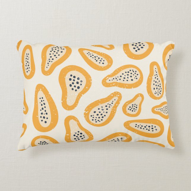 Tropical Papaya: Grunge, Hand plockade. Prydnadskudde (Framsidan)