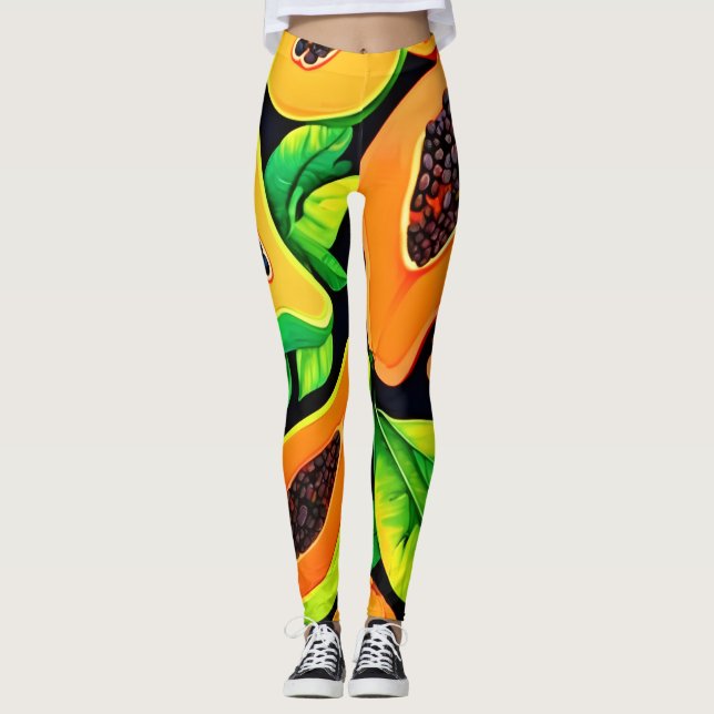 Tropical Papaya Paradise Leggings (Framsida)