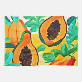 Tropical Papaya Pop Art Kökshandduk