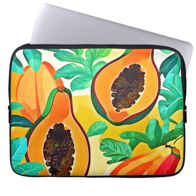 Tropical Papaya Pop Art Laptop Fodral (Framsidan)
