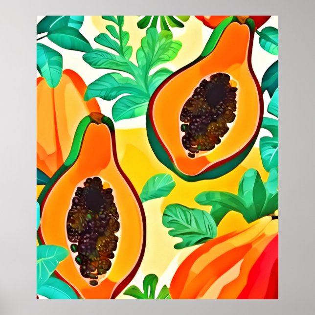 Tropical Papaya Pop Art Poster (Framsidan)