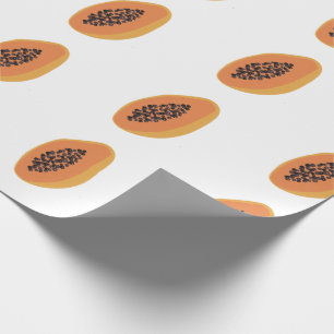 Tropical Papaya Print Fruktigare Roligt Orange Whi Presentpapper