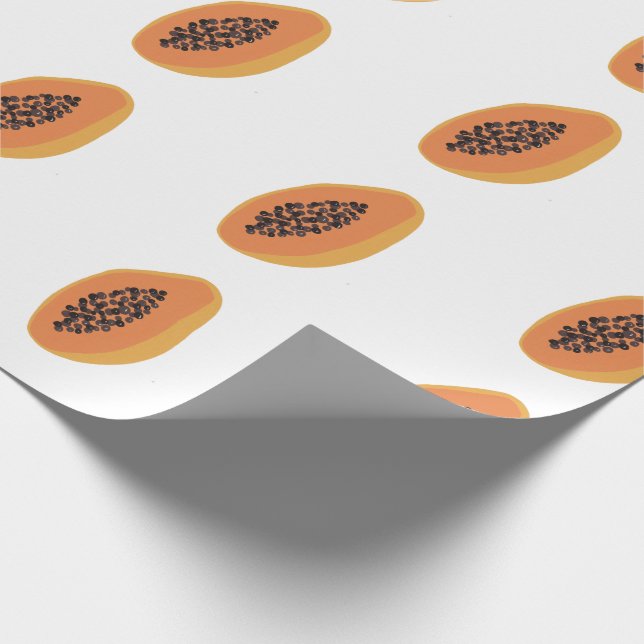 Tropical Papaya Print Fruktigare Roligt Orange Whi Presentpapper (Hörn)