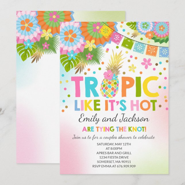 Tropical Par Shower-inbjudan - Tropical Shower Inbjudningar (Fram/baksida)