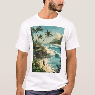 Tropical Paradise Beach Scene T-Shirt