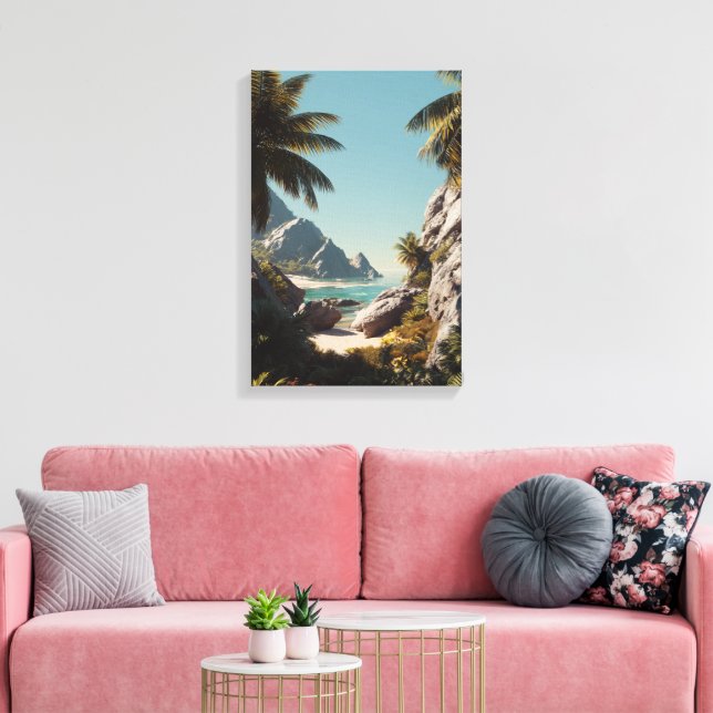 Tropical Paradise Beach - Scenia Coastal Art Canvastryck (Insitu (Vardagsrum))