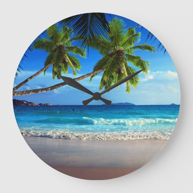 Tropical Paradise Beach Stor Klocka (Framsida)
