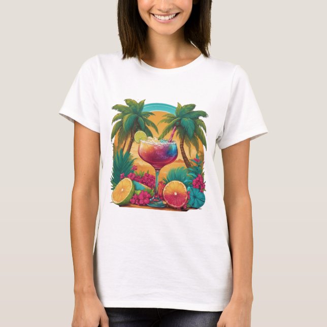 Tropical Paradise Cocktail T Shirt (Framsida)