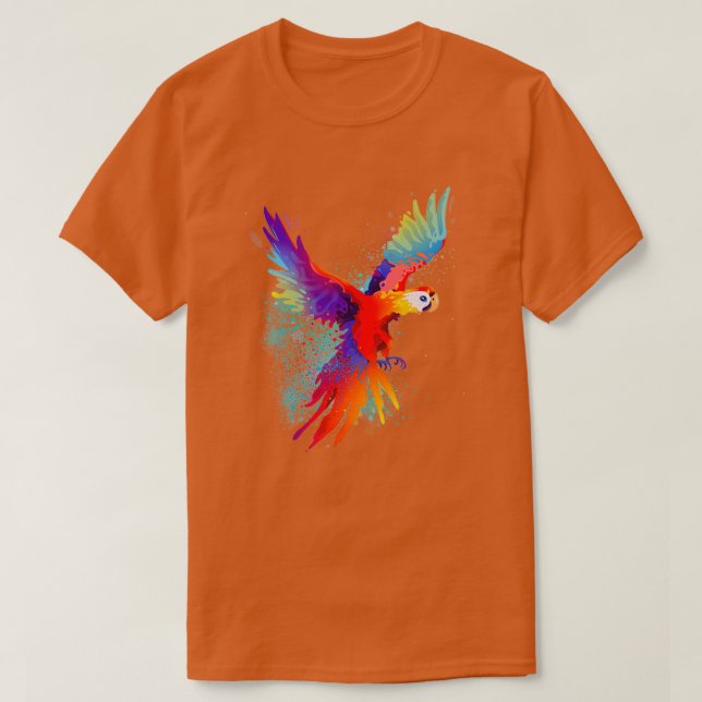 Tropical Paradise Colourful Scarlet Macaws Parrot  T Shirt (Design framsida)