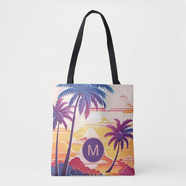 Tropical Paradise Cool Digital Art Monogram Tygkasse (Framsida)