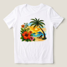 Tropical Paradise Dam Sunset Beach T‑Shirt