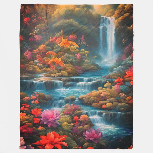 "Tropical Paradise Falls" Fleecefilt (Framsidan)