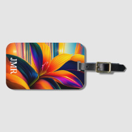 Tropical Paradise Flowers Monogram Bagagebricka