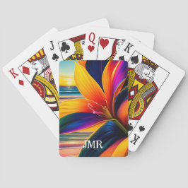 Tropical Paradise Flowers Monogram Casinokort