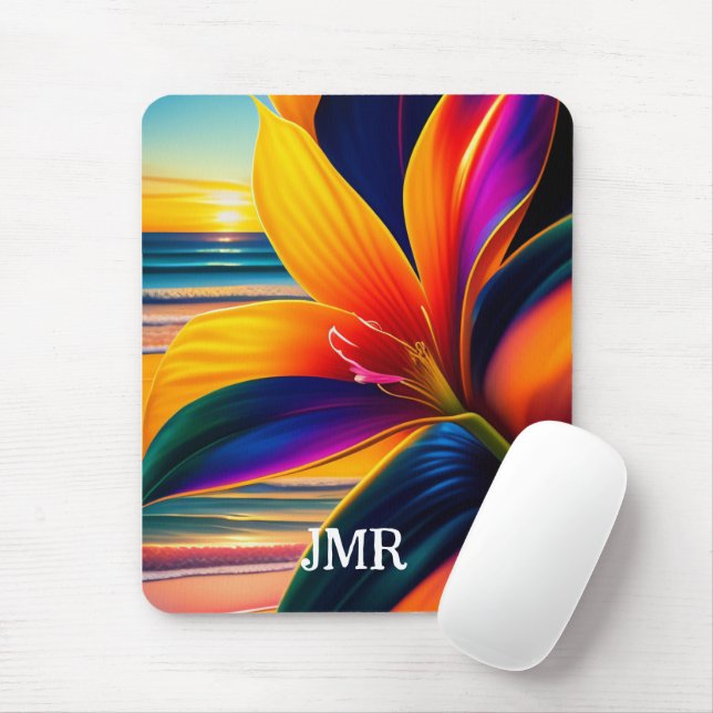 Tropical Paradise Flowers Monogram Musmatta (Med mus)
