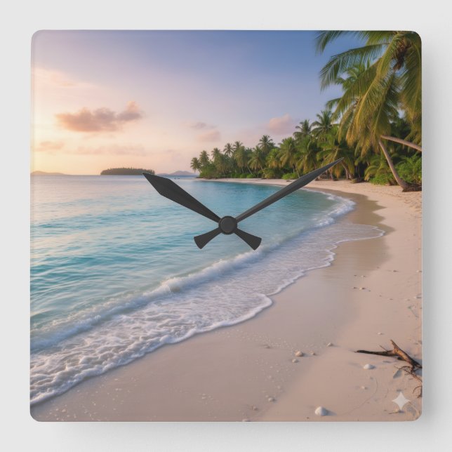 Tropical Paradise Fyrkantig Klocka (Framsida)