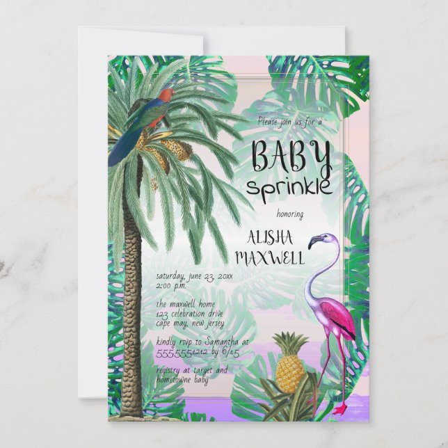 Tropical Paradise Greenery Boho Baby Sprinkle Inbjudningar (Framsida)