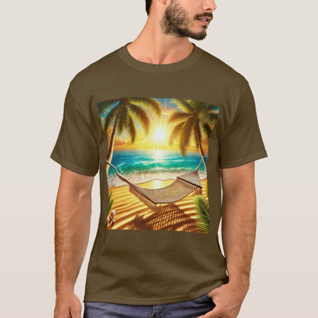 Tropical Paradise Hammock Retreat T Shirt (Framsida)