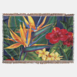 Tropical Paradise Hawaiian Blommigt Throw Blanket Mysfilt