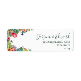 Tropical Paradise Hibiscus Hawaiian Address Label Returadress Etikett