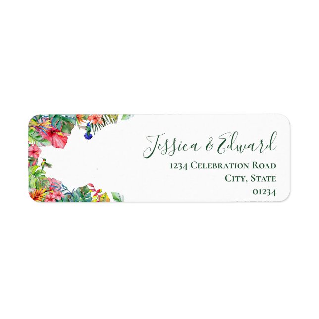 Tropical Paradise Hibiscus Hawaiian Address Label Returadress Etikett (Framsidan)