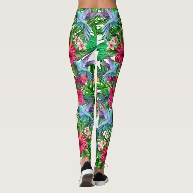 Tropical Paradise Hummingbird CBDOilPrincess Leg Leggings (Baksida)