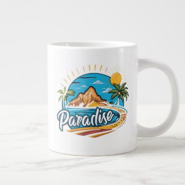 Tropical Paradise Island Logo Art Jumbo Mugg