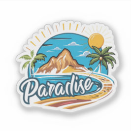 Tropical Paradise Island Logo Art Klistermärken