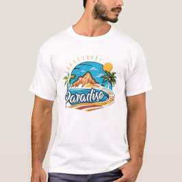 Tropical Paradise Island Logo Art T Shirt