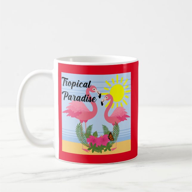 Tropical Paradise Rosa Flamingo - Classic Mugg (Vänster)