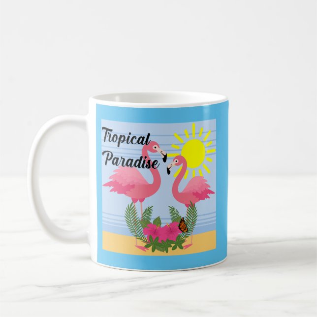 Tropical Paradise Rosa Flamingo - Classic Mugg (Vänster)