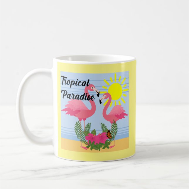 Tropical Paradise Rosa Flamingo - Classic Mugg (Vänster)