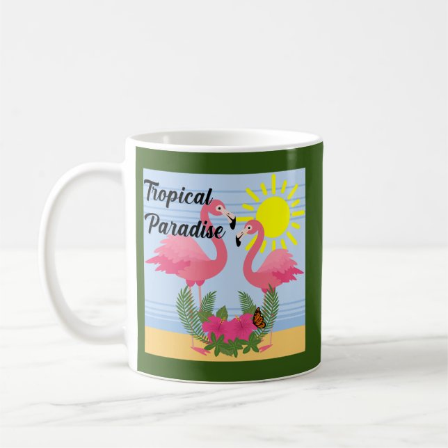 Tropical Paradise Rosa Flamingo - Classic Mugg (Vänster)