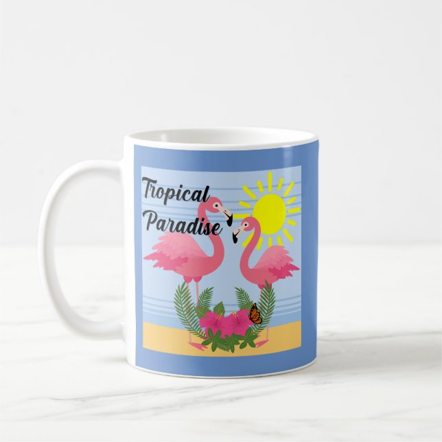 Tropical Paradise Rosa Flamingo - Classic Mugg (Vänster)