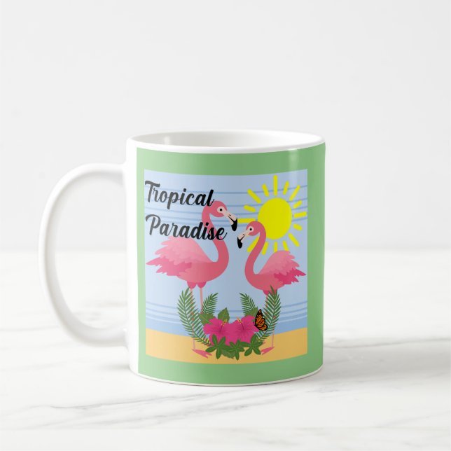 Tropical Paradise Rosa Flamingo - Classic Mugg (Vänster)