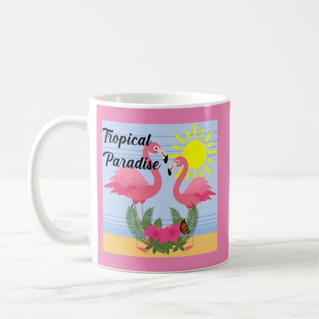 Tropical Paradise Rosa Flamingo - Classic Mugg (Vänster)