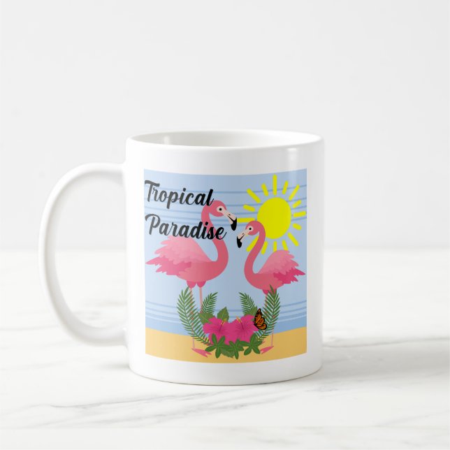 Tropical Paradise Rosa Flamingo - Classic Mugg (Vänster)