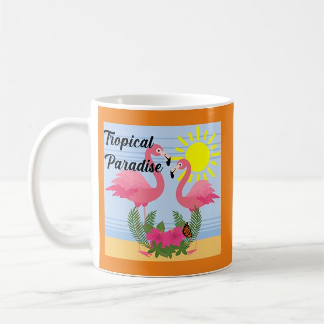 Tropical Paradise Rosa Flamingo - Classic Mugg (Vänster)