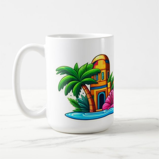 Tropical Paradise Sticker Kaffemugg (Vänster)