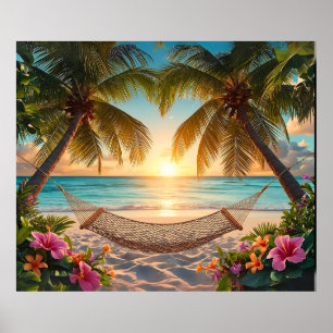 Tropical Paradise Sunset - Relaxing Beach View Poster