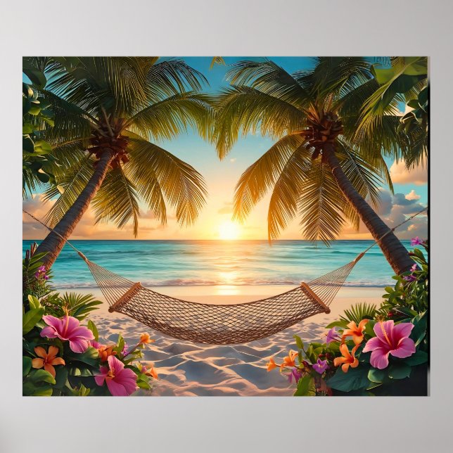 Tropical Paradise Sunset - Relaxing Beach View Poster (Framsidan)