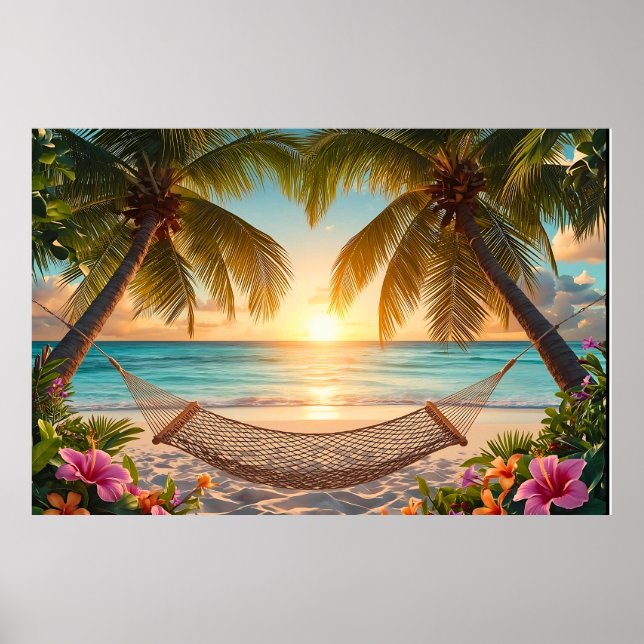 Tropical Paradise Sunset - Relaxing Beach View Poster (Framsidan)