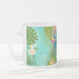 Tropical Paradise Yearly Birthday Teal Frostad Glasmugg